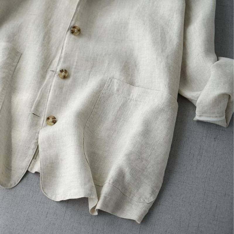 Women's Clothing Spring Loose Women's Clothing Simple Casual Versatile Linen Top_voghion.com