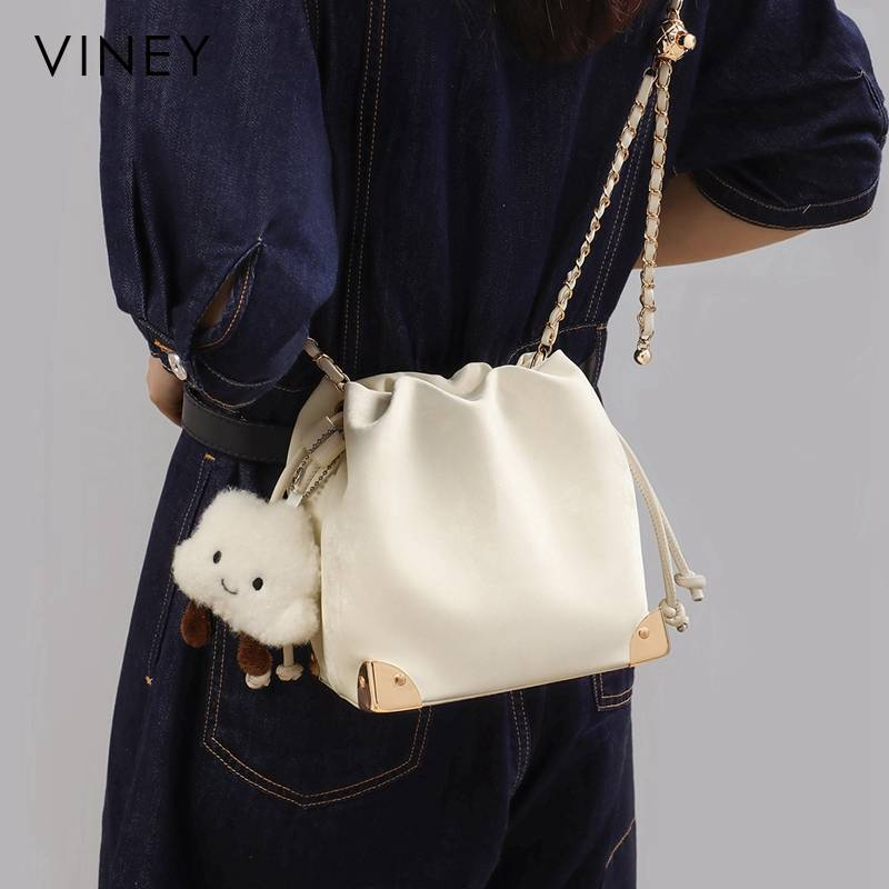 Bolsa VINEY Bucket Feminina, Nova Bolsa Transversal para o Verão de 2025, Bonita e Especializada, Corrente de Ombro Único, Embalagem em Caixa para Mulher Estilosa_voghion.com