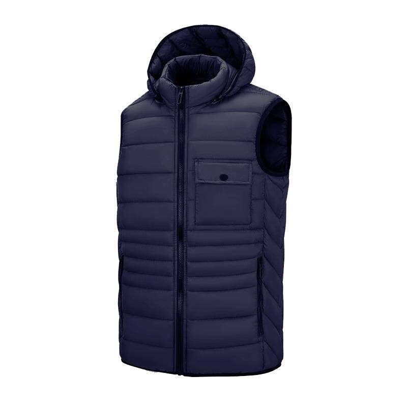Gilet da uomo con cappuccio staccabile, elegante gilet in seta e cotone, caldo e senza maniche, in cotone._voghion.com