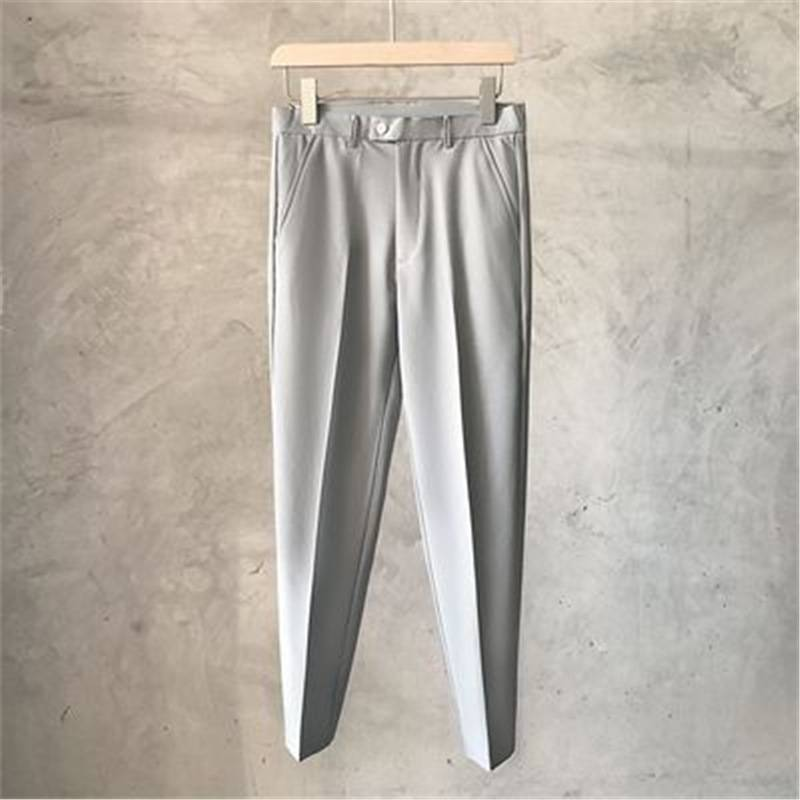 Herren-Chinohose für kleine Männer – bequeme Stretch-Business-Casual-Hose mit Gürtel – schmale, knöchellange Anzughose für den Alltag im Büro_voghion.com