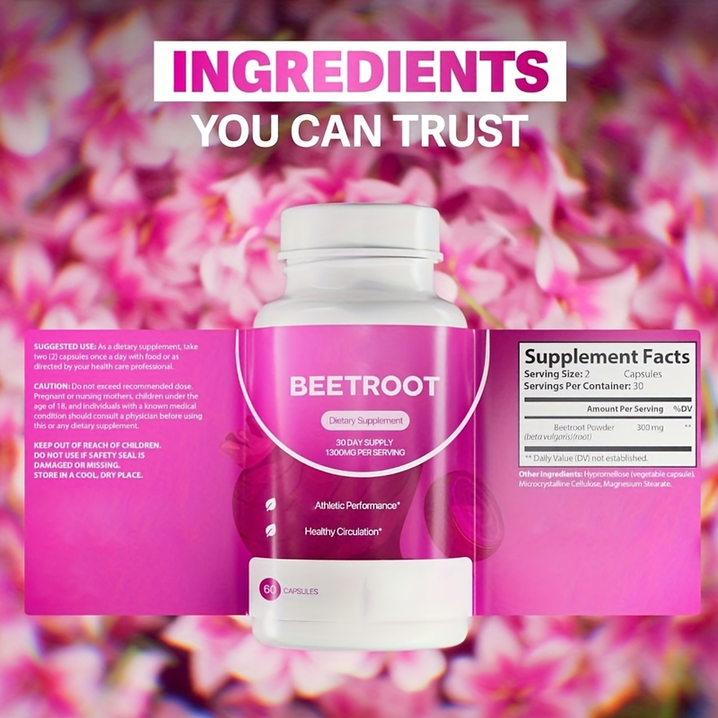 3 Bottles Of Beetroot Extract Capsules 1600 Mg - Daily Support For Gut Comfort, Intrinsic Toughness And Light Gloss Beetroot Supplement -_voghion.com