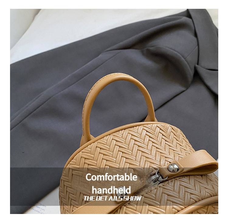 Casual Personalized Backpack With Woven Pattern And Double Zippers, Handbag With Dual Shoulder Straps_voghion.com