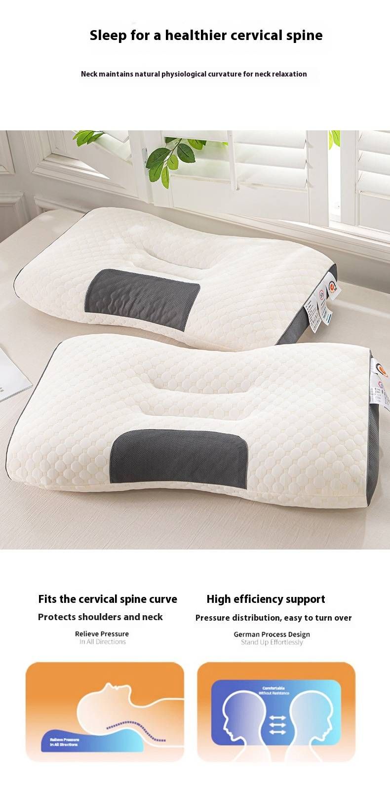 Cuscino regolabile in fibra di poliestere con rivestimento in maglia - Traspirante e leggero (altezza 5-10 cm, 700-1000 g, forma rettangolare, lavabile in lavatrice)_voghion.com