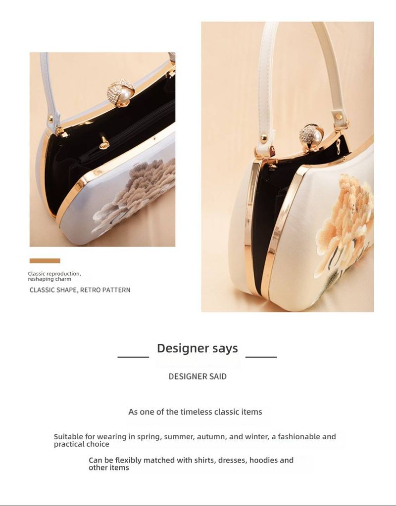 Pochette de soirée brodée Su exquise – Sac à perles florales fait main, élégant design oriental pour qipao et robes de cérémonie_voghion.com