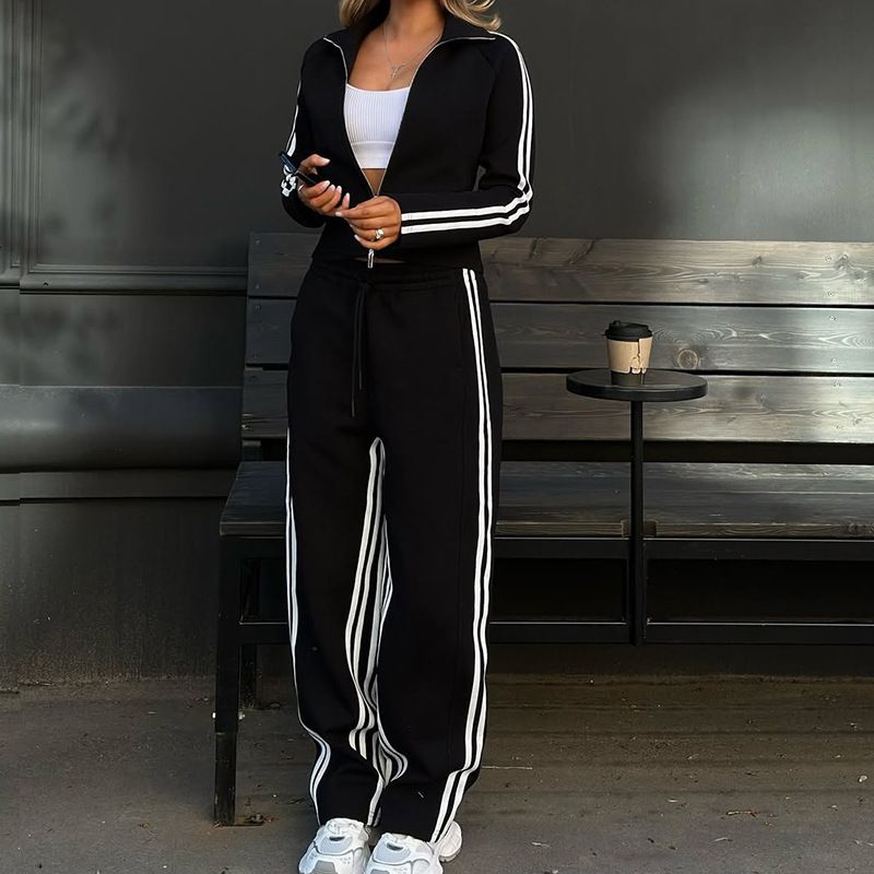 FD2242 2025 Herbst Neue Mode Casual Langarm Sport Zwei-Stück frauen Set_voghion.com