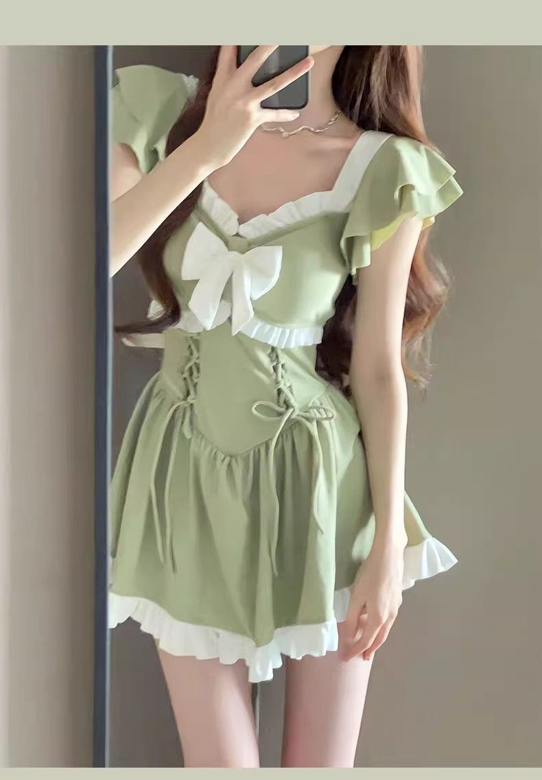 Maillot de bain une pièce pour femme, sensation haut de gamme, nouveau style de robe de princesse mignonne et douce pour l'été, conservateur, flatteur,_voghion.com