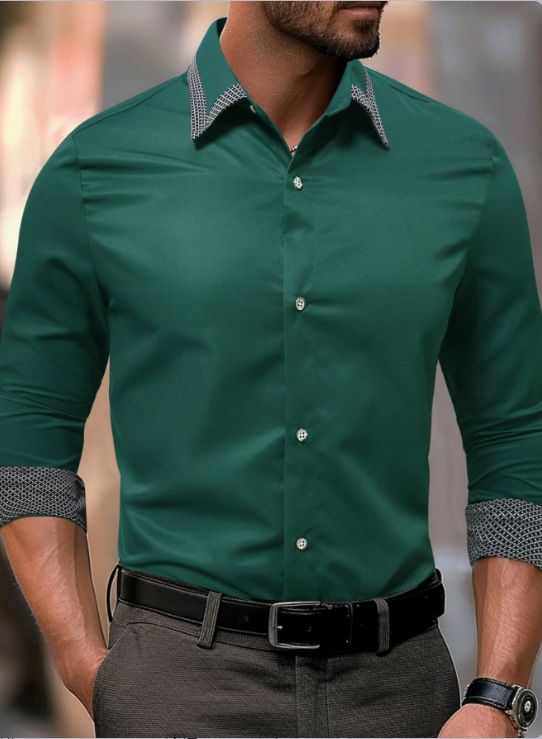 Camicia da uomo slim casual business alla moda, a maniche lunghe, con colori coordinati, nuova moda da strada_voghion.com