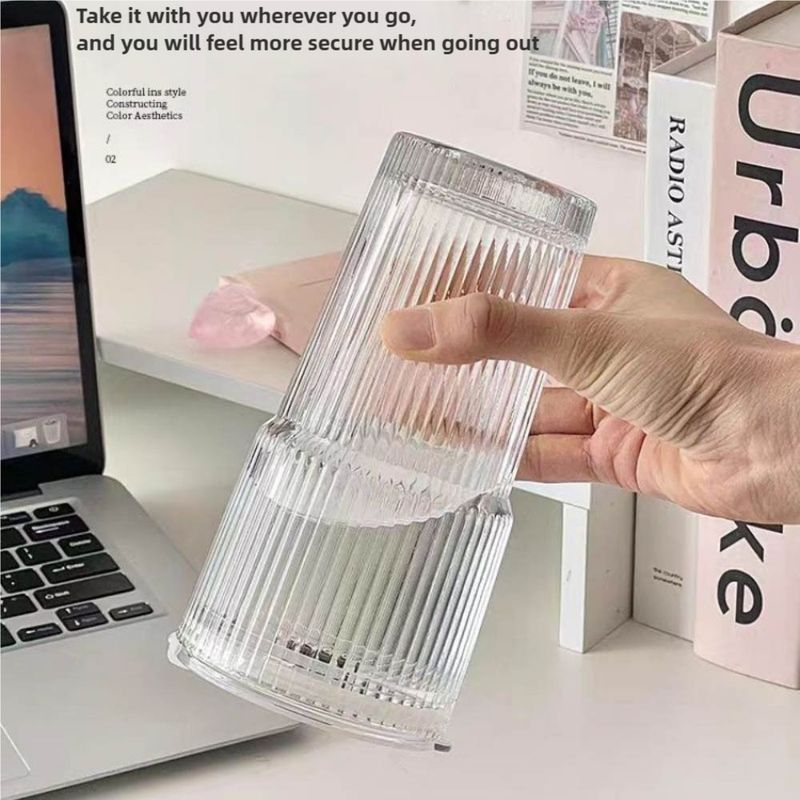 600ML Stripe Glass Coffee Cup With Straw Lid For Milk Tea Juice Breakfast Mugs Drinkware Travel Drinking Water Bottle Ho_voghion.com