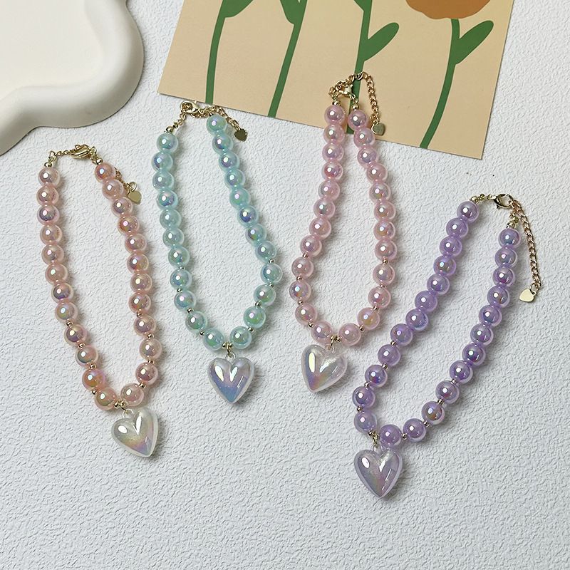 Nuovo dolce collare trasparente colorato perline gatto cane cucciolo collana ciondolo cartone animato accessori per animali domestici_voghion.com