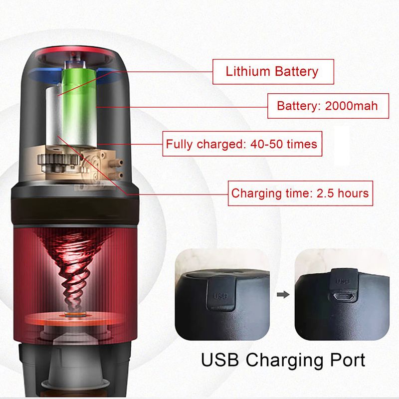 Draagbare handgeperste koffiemachine Italiaanse elektrische espressokop Buitenpoedercapsule draagbare koffiepot_voghion.com