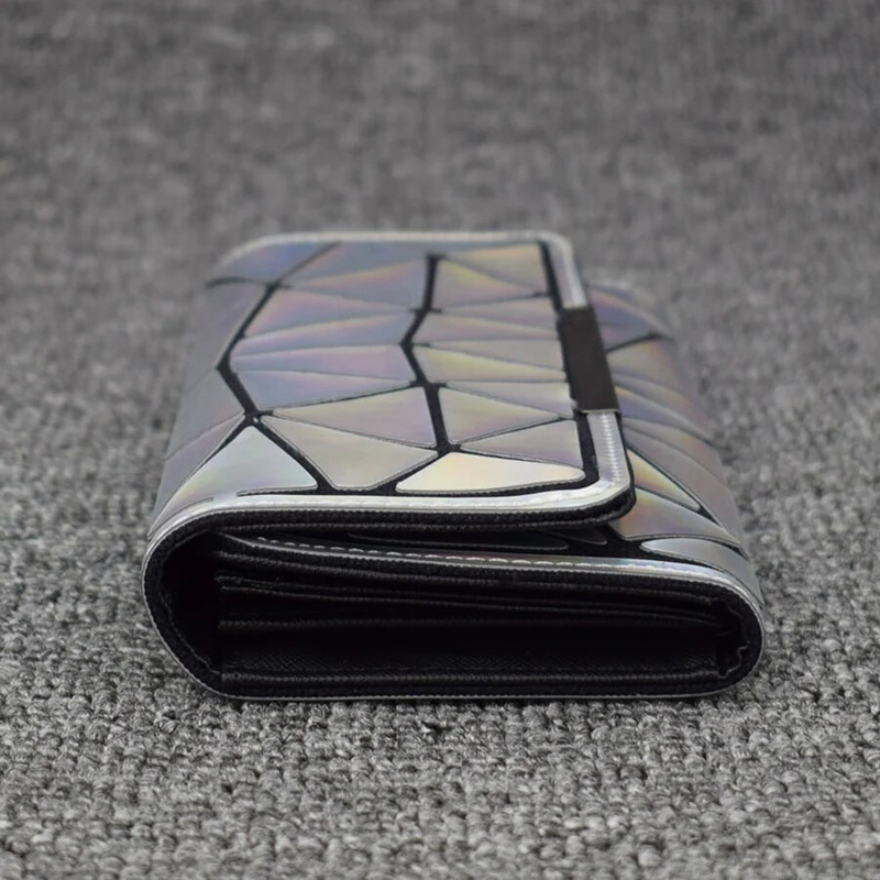 Geometric Laser Wallets Women Long Clutch Wallet Zipper Diamond Lattice Standard Purses Female Phone Bag Credit Card_voghion.com