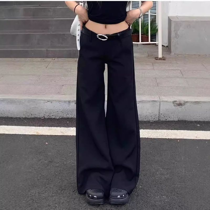 Tall Extended Version American Style Jeans For Women High Waist Slightly Flared Wide Leg Loose Slimming Draped_voghion.com