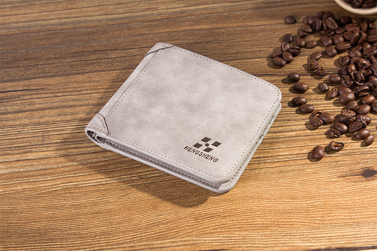 2024 European and American Fashion New Men's Wallet Short Frosted Leather Wallet Retro Three Fold Vertical Wallet Youth Multi Card Slot_voghion.com