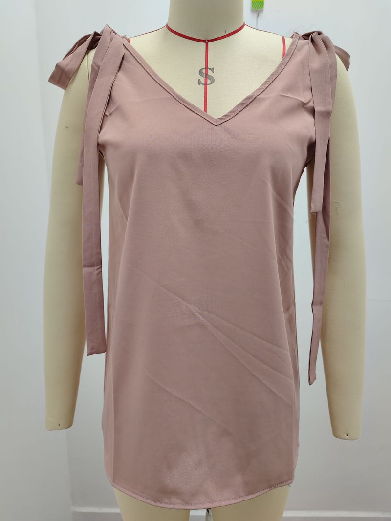 Women's Vest Tank Tops Bowknot Vintage Style Solid Color_voghion.com