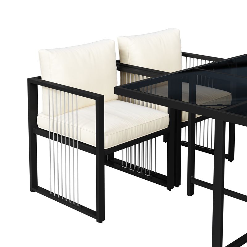 Set da 7 posti per esterni per 6 persone, tavolo con superficie in vetro_voghion.com