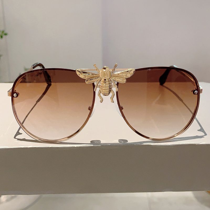 New Wind Bee Frog Fashion Metal Large Frame Internet Celebrity Same Style Sunglasses_voghion.com