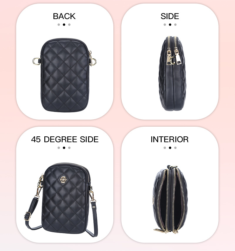 BOISEEN borsa per cellulare borsa piccola a rombo femminile borsa a tracolla con cerniera a doppio strato portamonete verticale da donna_voghion.com