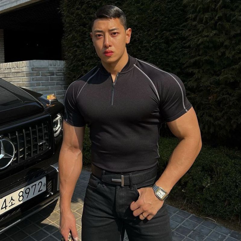 Muscle summer new quick drying tight fitting clothes men's elastic sports running T-shirts gym training tops_voghion.com