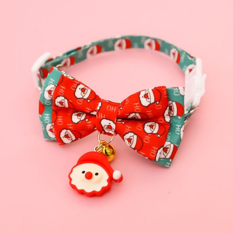 Christmas Bow Tie Pet Collar Cat Dog Bell Safety Buckle Adjustable Accessories High-end Gentleman Bowknot_voghion.com