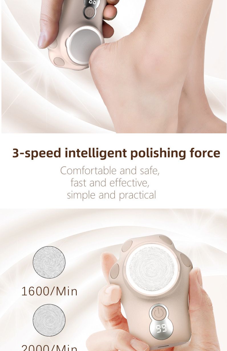 Moedor de pés elétrico, removedor de mini pedicure inteligente, máquina de pedicure recarregável para uso doméstico_voghion.com