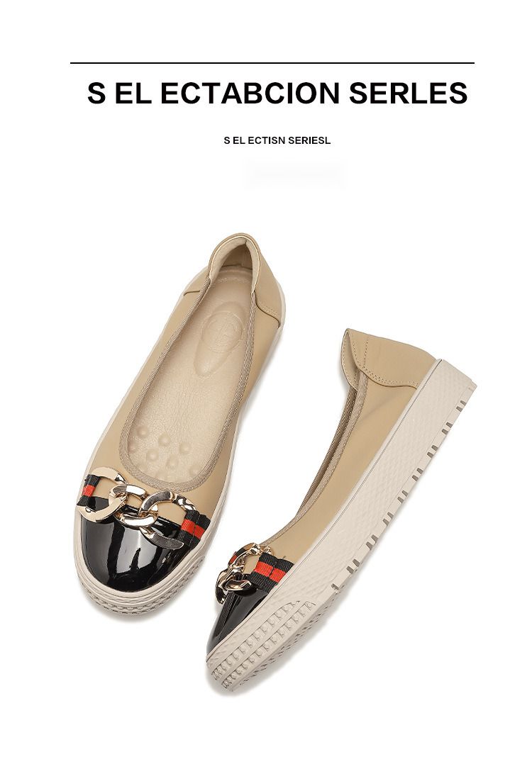 Britih tyle s kulatou špičkou kovová přezka barva blokovaná kožená mokasína, pohodlná na kousání, líná svatá ústa_voghion.com