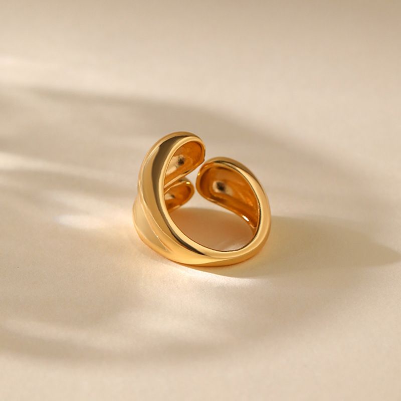 Heavy metal color preserving love ring copper plated with K real gold stacking fashion irregular texture retro ring_voghion.com