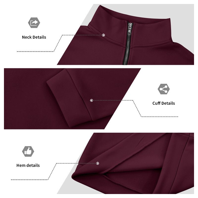 Herren-Pullover mit Fleecefutter und halbem Reißverschluss in Übergröße – lässiger, einfarbiger Hoodie für Herbst und Winter_voghion.com