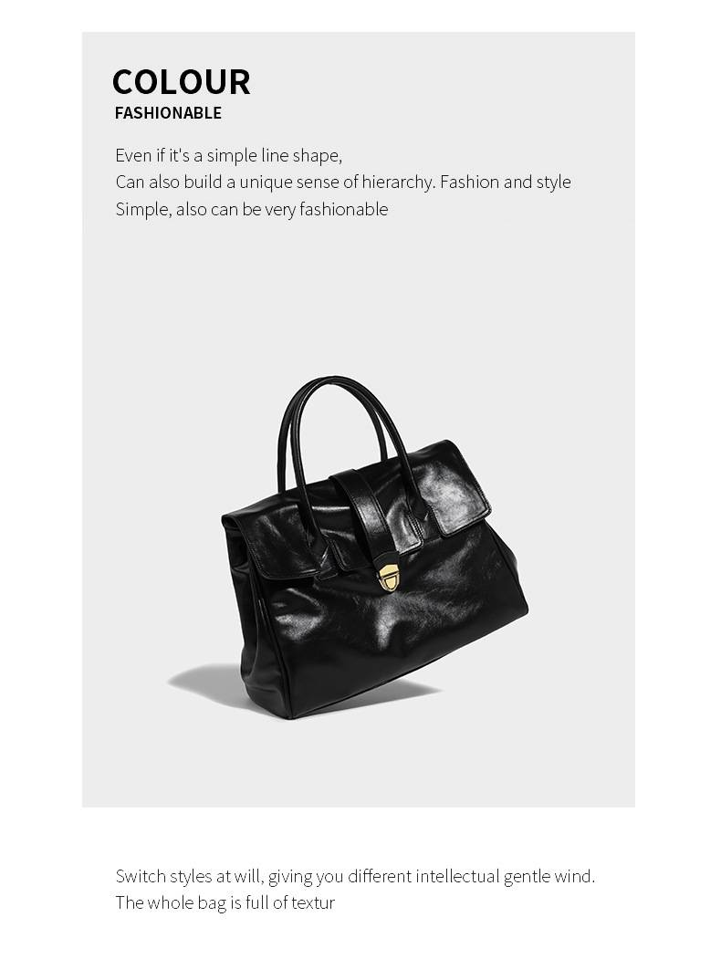Ladies' 2024 New Trendy Luxury Large Capacity Commuter Tote Bag Casual Retro Handheld Official Document Bag_voghion.com