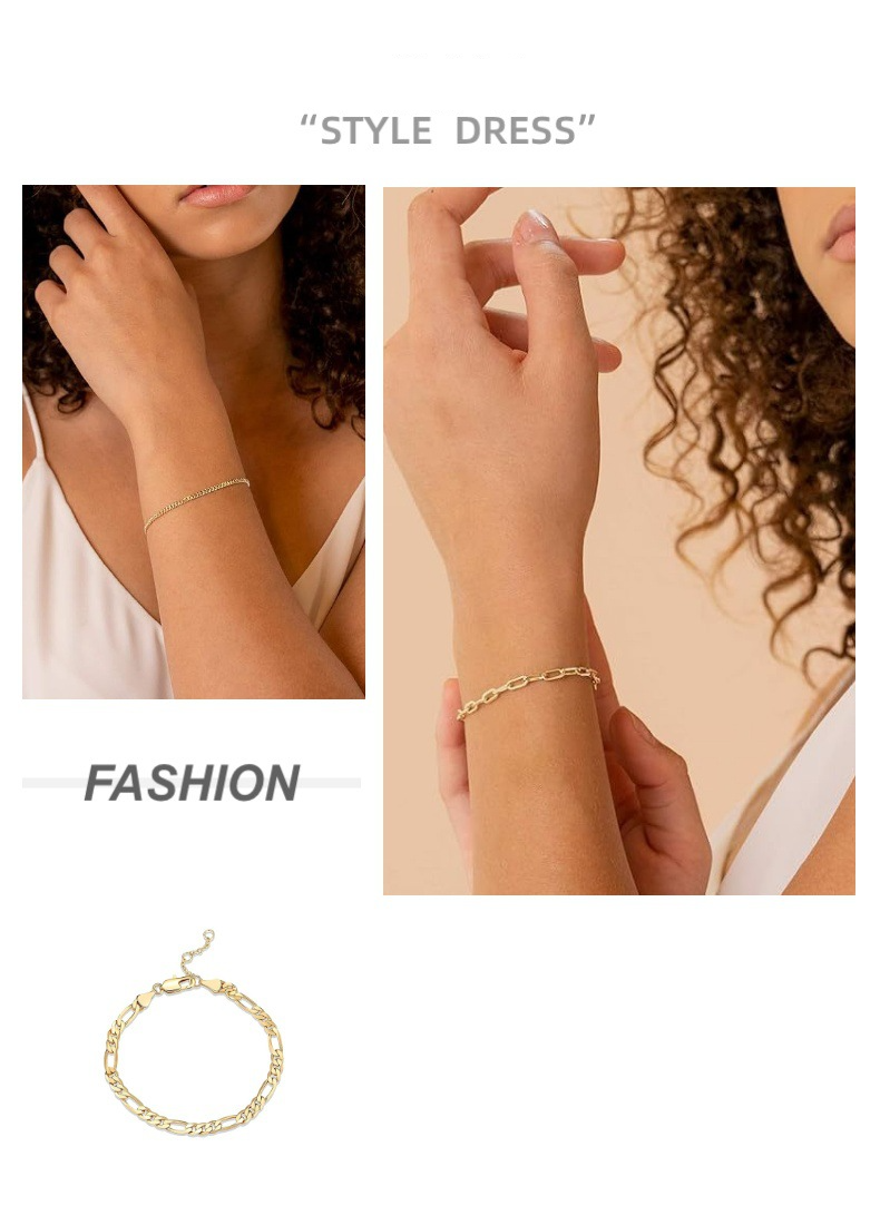Pulseira de aço inoxidável de alta qualidade All Match banhada a ouro 14k joias da moda_voghion.com