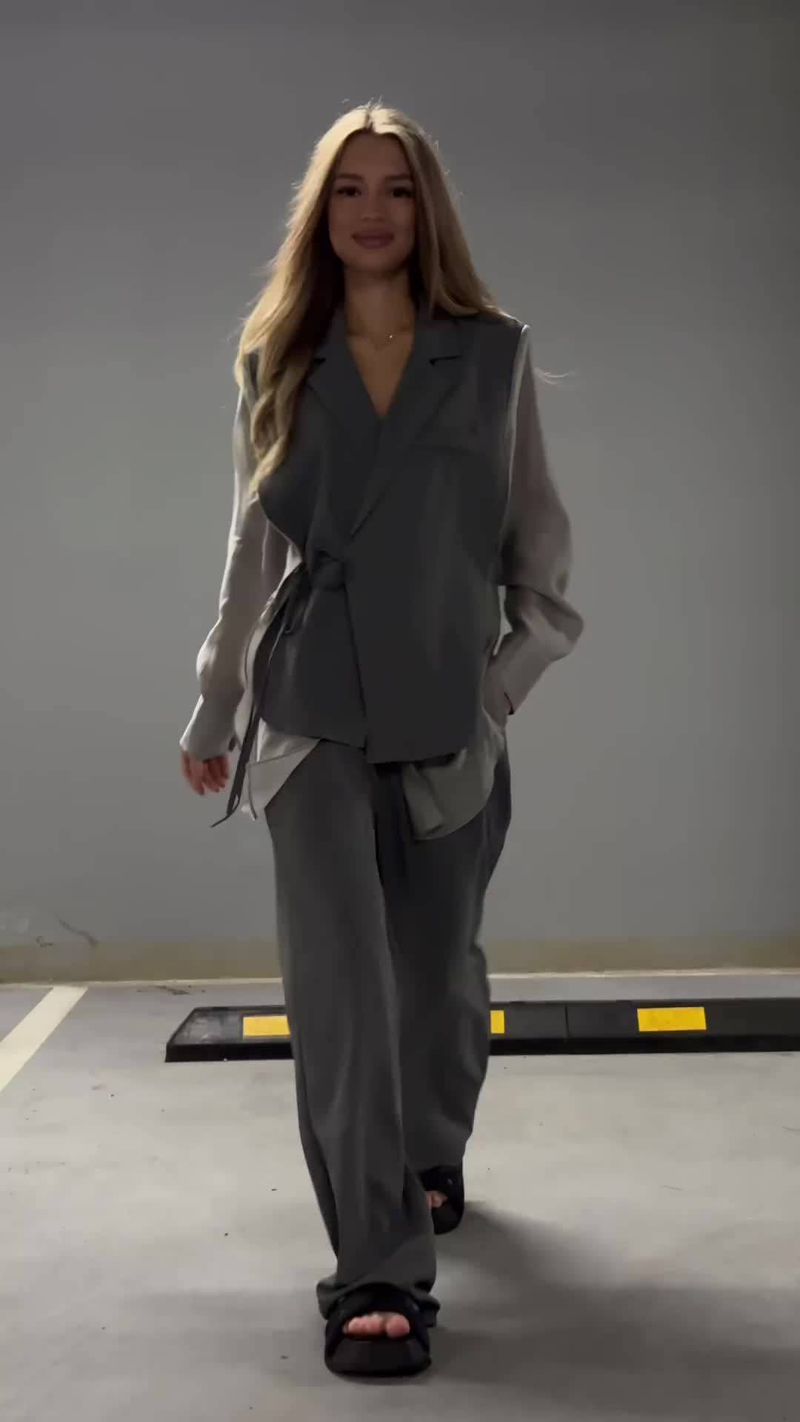 Damenbekleidung Große Größen Temperament Anzüge Frühherbst Professionelle Abendgarderobe Ärmellose Anzugkragenjacke Dreiteiliger Anzug_voghion.com
