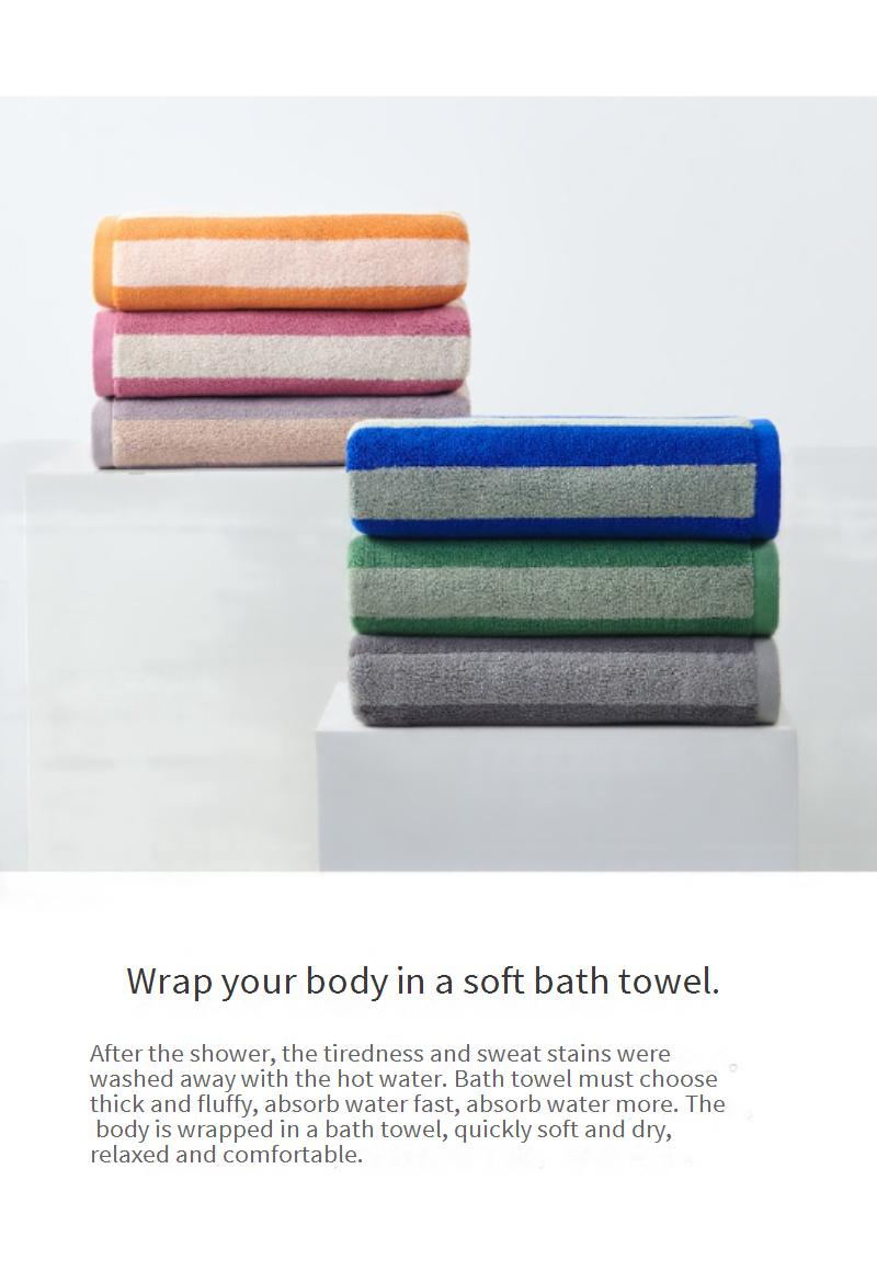 Thickened And Enlarged Multi Color Striped Pure Cotton Large Size Towels For All Seasons Pure Cotton Gift Household Bath Towels_voghion.com