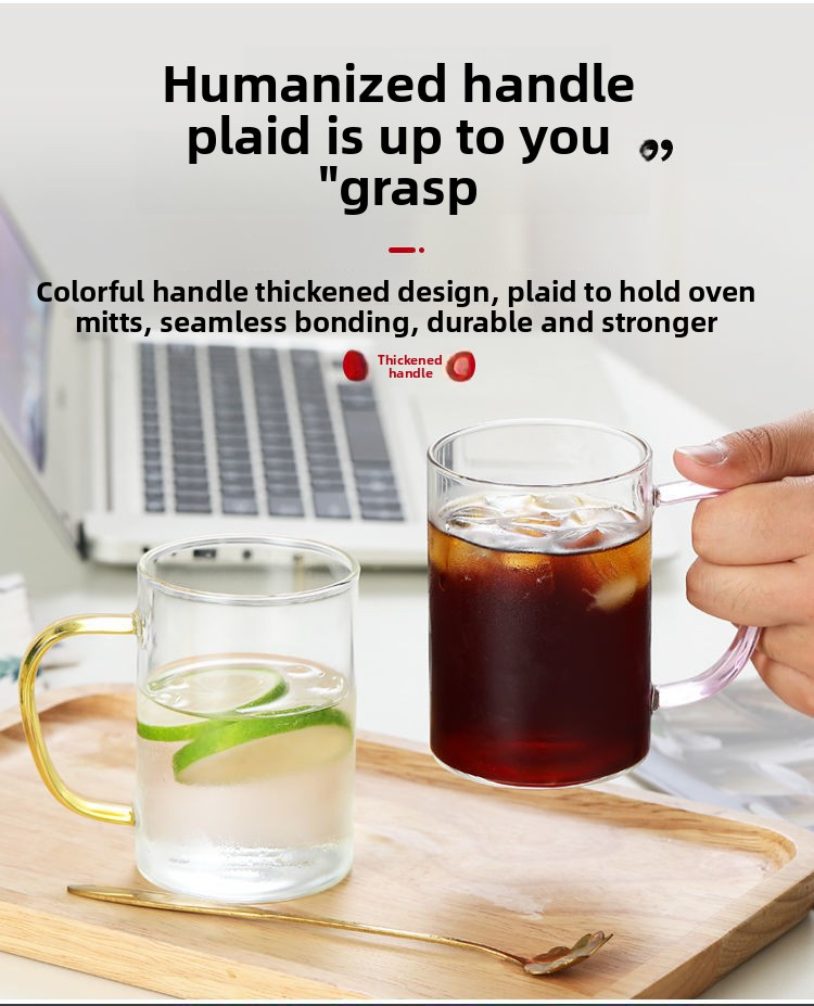 Set di bicchieri in vetro colorato - Bicchieri di grande capacità con manici, perfetti per tè al latte e caffè (set da 6 pezzi lavabili in lavastoviglie)_voghion.com