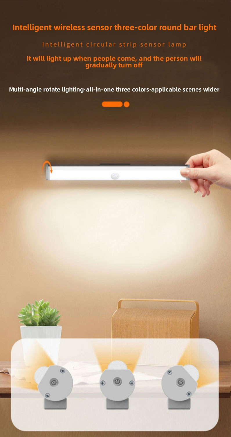 360° draaibare LED-bureaulamp met 3-kleurige, instelbare verlichting - Nachtlampje met bewegingssensor voor studentenkamers en studeerkamers (groothoekmodus voor oogzorg)_voghion.com