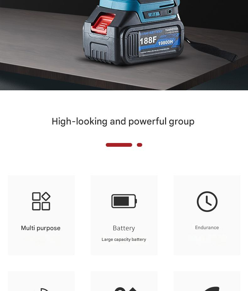 DaVKing Brushless 13mm Cordless Drill High Power Cordless Lithium Drill Three Function Lithium Battery Impact Drill Screwdriver_voghion.com