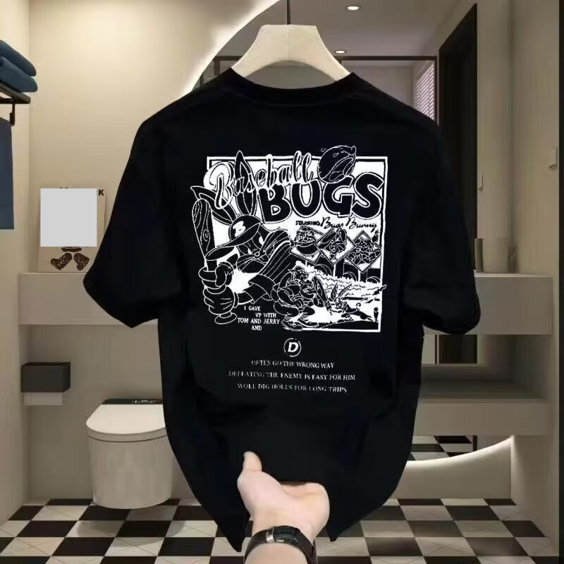 T-shirt a maniche corte in cotone di alta qualità - Classica maglietta casual con scollo rotondo per uomo e donna, tessuto morbido e traspirante, vestibilità unisex alla moda (S-5XL)_voghion.com
