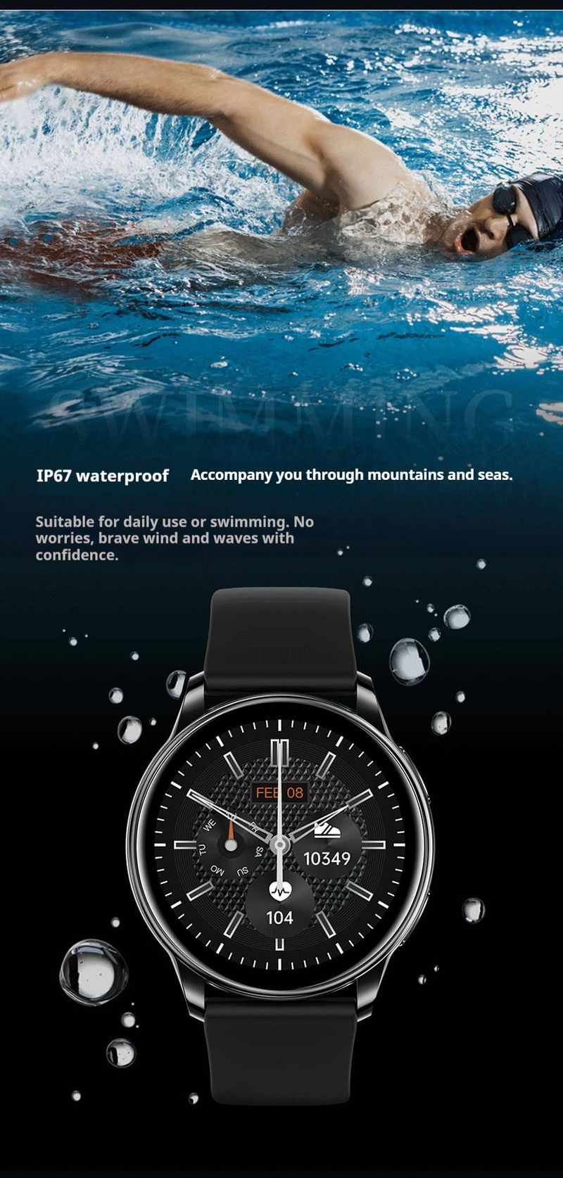 Montre connectée pour couples - Appels Bluetooth, moniteur de fréquence cardiaque/SpO2, suivi du sommeil et autonomie de 14 jours, compatible avec iOS (6 coloris disponibles)_voghion.com