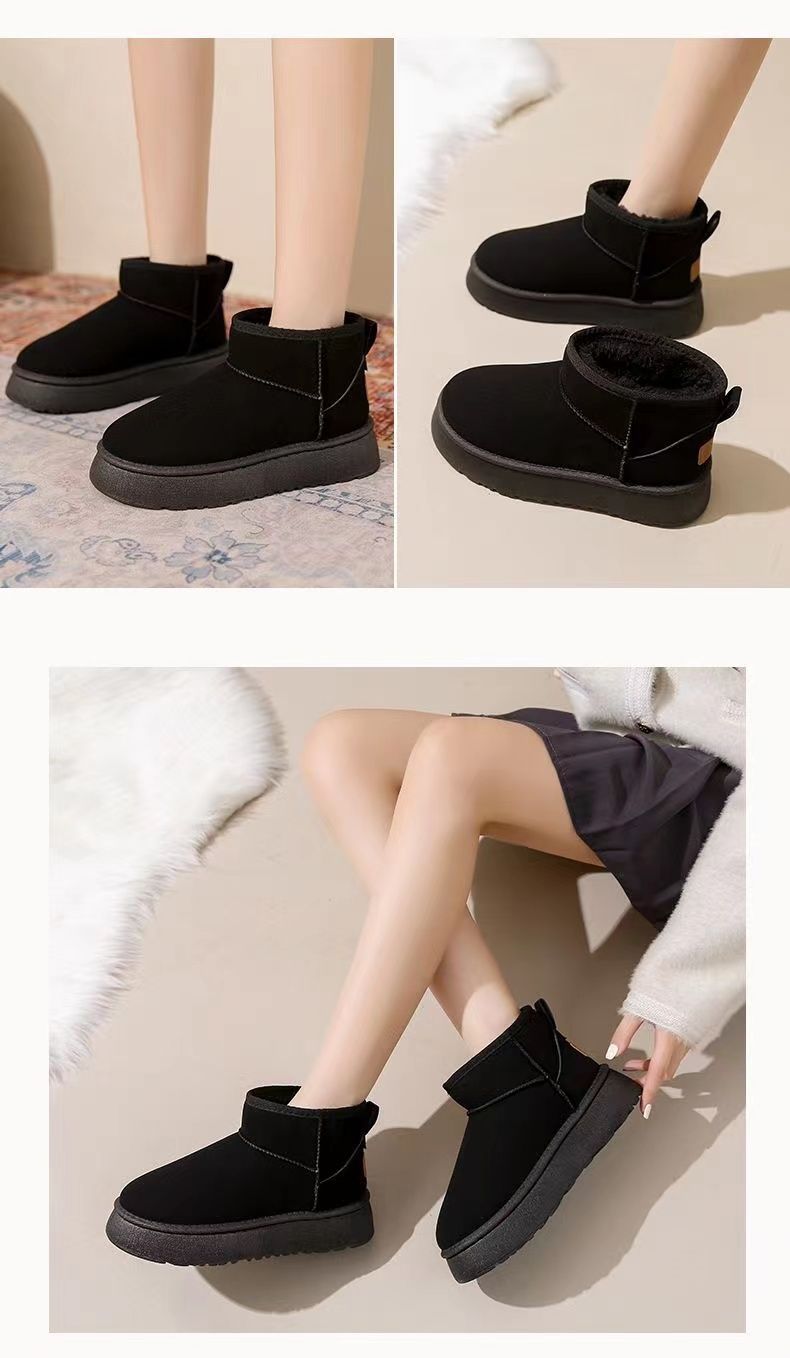 Stivali da neve antiscivolo con suola spessa per donna 2025 Nuove scarpe invernali calde slip-on in cotone spesso e morbido_voghion.com