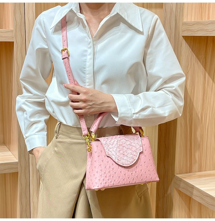 Guangzhou Shiling 2024 Nuovo modello di struzzo a forma di V piccola e leggera borsa a tracolla di lusso ad alto senso_voghion.com