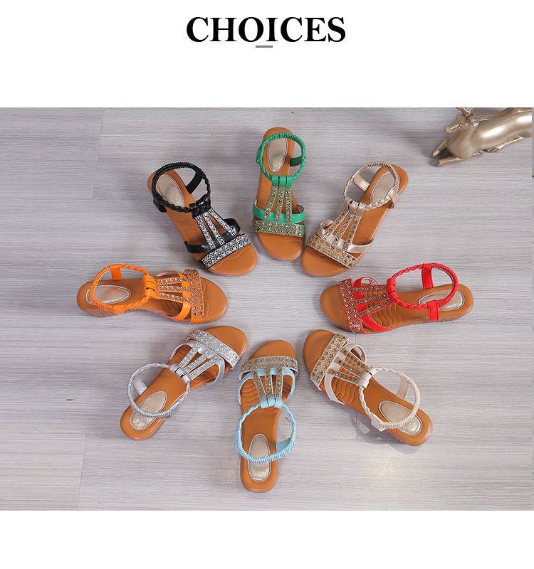 Chaussures pour femmes, mode d'été, bouche de poisson, ensemble pied, talon compensé, mode loisirs, grande taille, sandales bohèmes à strass_voghion.com
