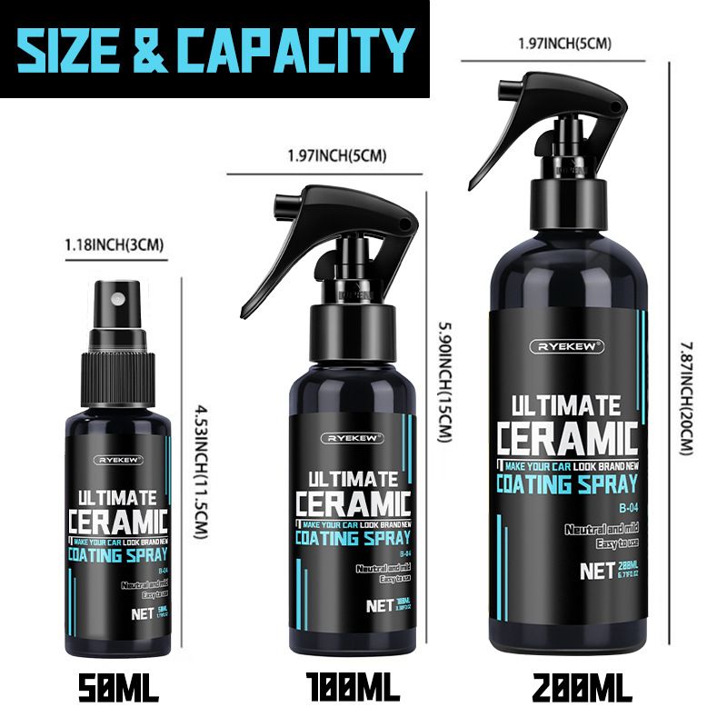 Ryekew 3 in 1 Car Agent Quick Paint Surface Glass Hand Spray Wax Micro Coating Crystal_voghion.com