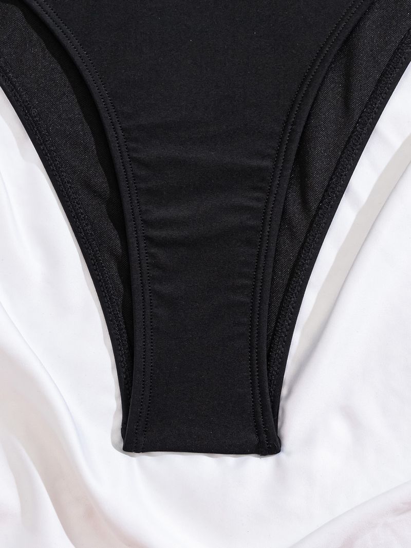 Dameskleding Effen kleur Kant Geplooid Sexy Slanke Eendelige Zeebikini Badpak_voghion.com