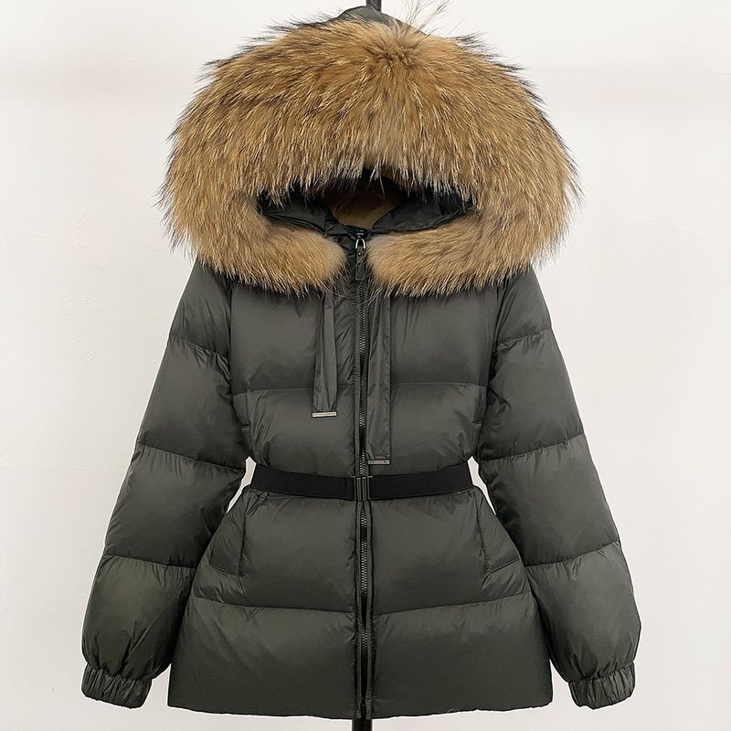 Piumino lungo da donna con cappuccio staccabile e bordo in pelliccia, 86-90% piumino d'anatra bianca, caldo giubbotto invernale per pendolarismo e casual_voghion.com
