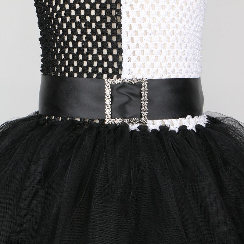 Kinderkleding 101 loyale honden cos zwart-witte heks Cruella kinderjurk Cruella de Vil festivalvoorstelling kostuum_voghion.com