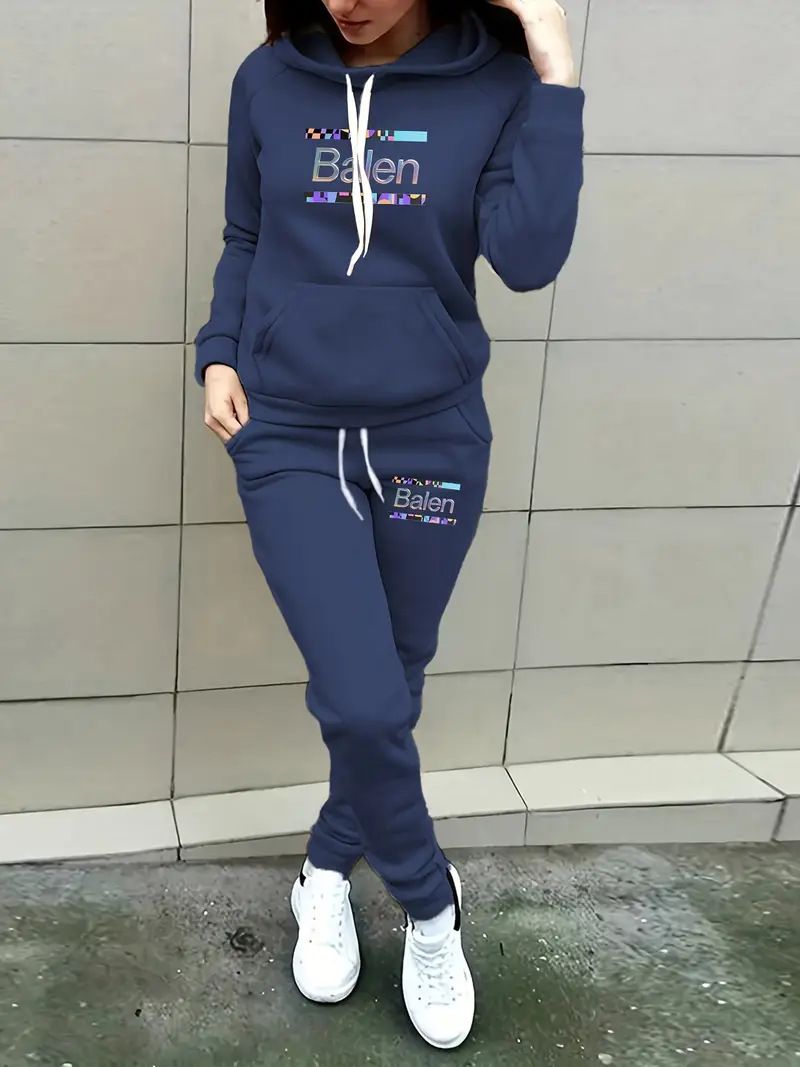 Tuta sportiva casual da donna con cappuccio, autunno e inverno, più maglione spesso in velluto, due pezzi_voghion.com