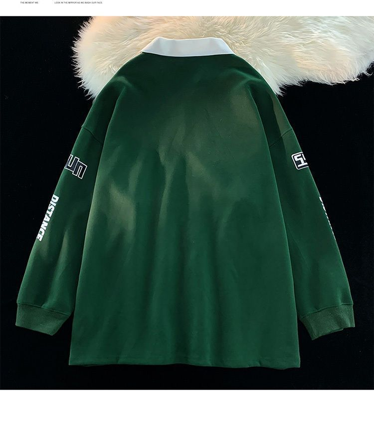 Sudadera con capucha retro americana para hombre, camisa polo de marca de moda, traje de carreras con solapa de manga larga, top de tendencia, primavera y otoño 2024_voghion.com