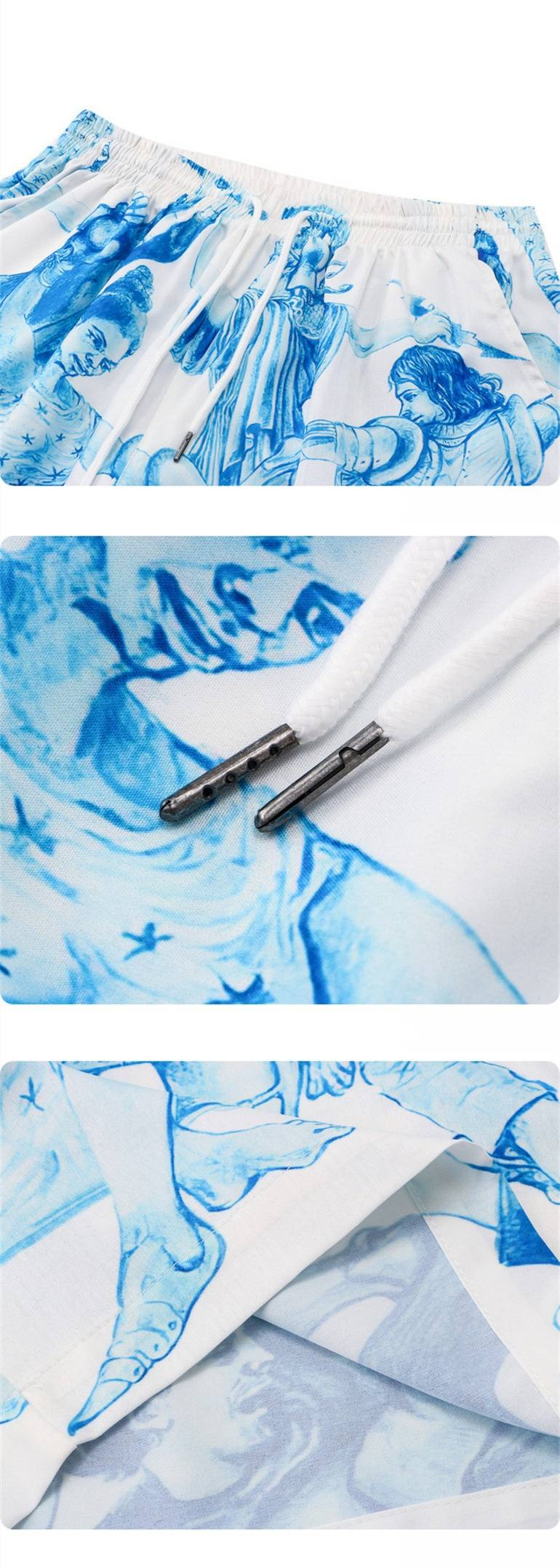 Men's Clothing trendy street style youth character digital printing lapel loose casual short-sleeved shirt suit_voghion.com