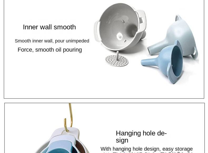 4-Piece Plastic Funnel Set - 4-in-1 Multi-Functional Kitchen Funnel for Oil Pouring, Liquid Dispensing, and Filtering_voghion.com