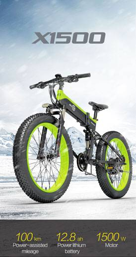 Bezior X1500 Klappt elektrescht Vëlo Fir Erwuessener 26'' Fat Tire Mountainbike 1500w 48V 12.8Ah Batterie Shimano 27-Gang_voghion.com