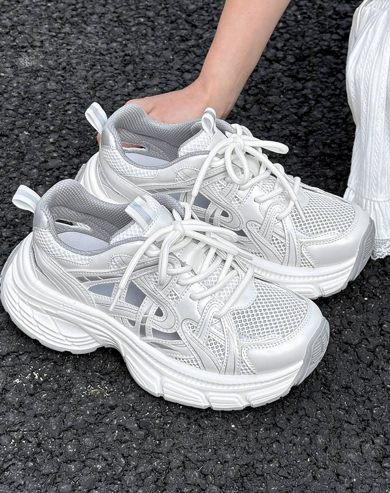 Zapatillas deportivas informales Cameido para mujer, de imitación en blanco mate, cómodas y súper cómodas para el día a día._voghion.com