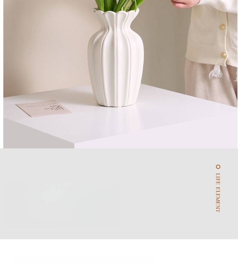 Modern Minimalist Cream White Ceramic Vase - Elegant Home Decor For Fresh/Dried Flowers, Perfect For Living Room, Coffee Table, Wedding & Gift_voghion.com